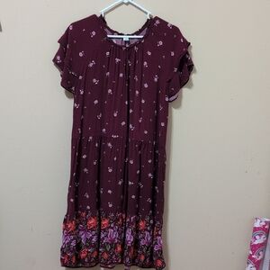 Old Navy Burgundy Floral Dress